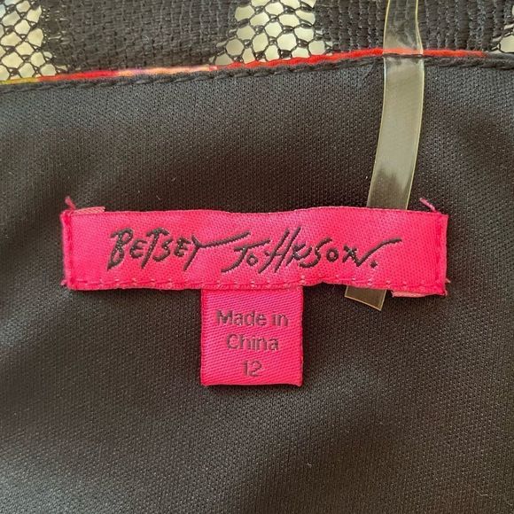 Betsey Johnson Roses w/ Polka Dot Mesh Zipper Back Dress Sz 12 - Picture 5 of 7